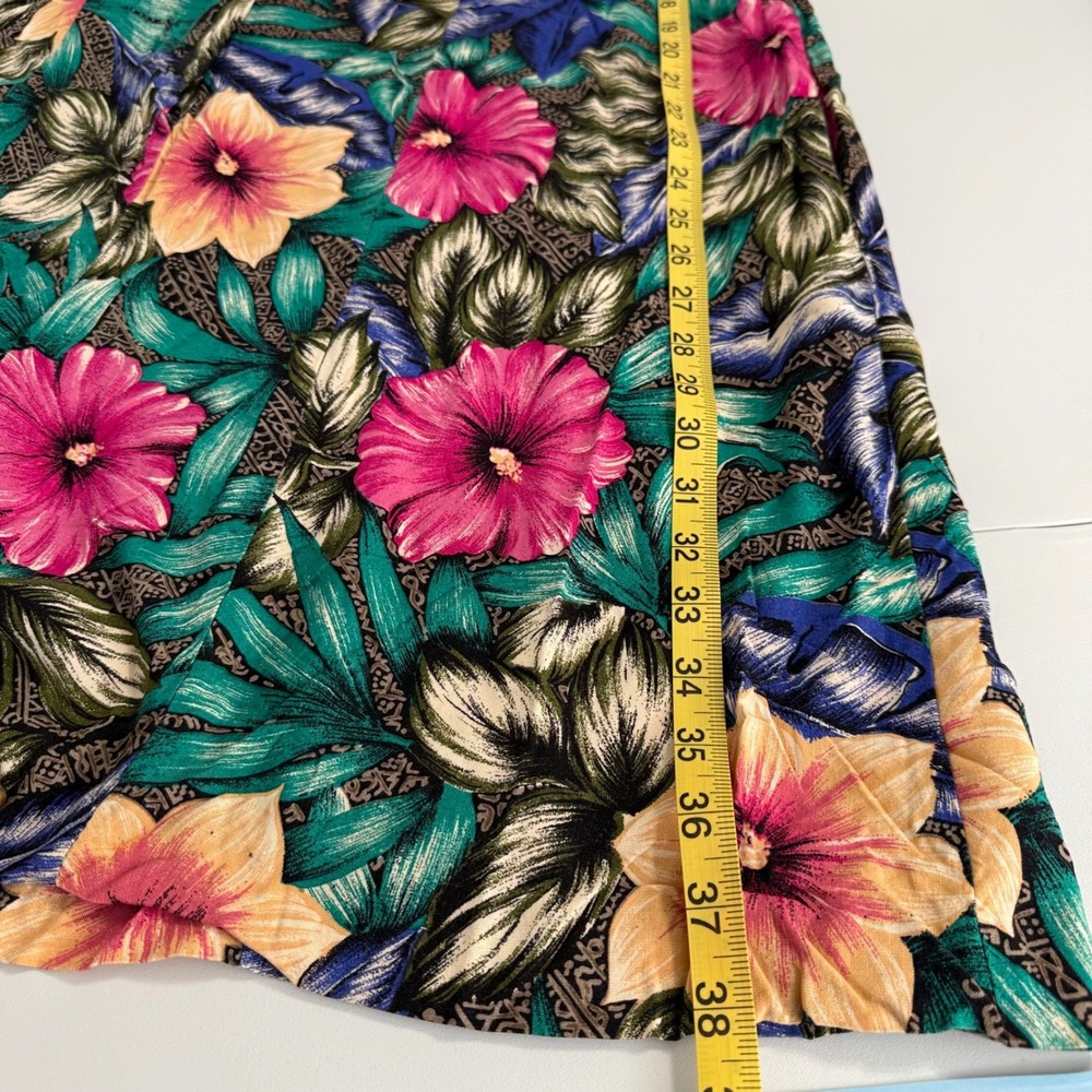 Jacque & Koko Vintage 90s Floral Romper Plus Size 18/20 Tropical Rayon Teal Pink - Picture 8 of 12